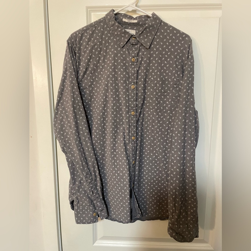 Lucky Brand Gray Casual Button Down Shirt